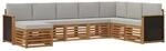 vidaXL Outdoor-Sofagarnitur mit Kissen 6 Stk Natur und Hellgrau 3384702