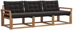 vidaXL Outdoor-Sofagarnitur mit Kissen 3-Tlg Natur und Schwarz 3369147