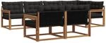 vidaXL Outdoor-Sofagarnitur mit Kissen 7-Tlg Natur und Schwarz 3369547