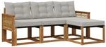 vidaXL Outdoor-Sofagarnitur mit Kissen 4 Stk Natur und Hellgrau 3381875