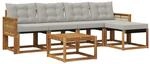 vidaXL Outdoor-Sofagarnitur mit Kissen 6 Stk Natur und Hellgrau 3381907