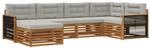 vidaXL Outdoor-Sofagarnitur mit Kissen 6 Stk Natur und Hellgrau 3383564