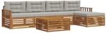 vidaXL Outdoor-Sofagarnitur mit Kissen 6-Tlg Natur und Hellgrau 3373331