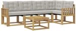 vidaXL Outdoor-Sofagarnitur mit Kissen 6-Tlg Wei&szlig; und Hellgrau 3389497