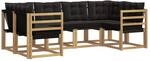 vidaXL Outdoor-Sofagarnitur mit Kissen 6-Tlg Wei&szlig; und Schwarz 3389802