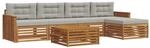 vidaXL Outdoor-Sofagarnitur mit Kissen 6-Tlg Natur und Hellgrau 3373336