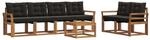 vidaXL Outdoor-Sofagarnitur mit Kissen 7-Tlg Natur und Schwarz 3368427