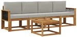 vidaXL Outdoor-Sofagarnitur mit Kissen 4 Stk Natur und Hellgrau 3384972