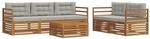vidaXL Outdoor-Sofagarnitur mit Kissen 6-Tlg Natur und Hellgrau 3373001