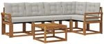 vidaXL Outdoor-Sofagarnitur mit Kissen 6-Tlg Natur und Hellgrau 3368690