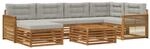 vidaXL Outdoor-Sofagarnitur mit Kissen 7 Stk Natur und Hellgrau 3383599