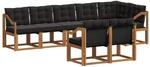 vidaXL Outdoor-Sofagarnitur mit Kissen 8-Tlg Natur und Schwarz 3368795