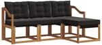 vidaXL Outdoor-Sofagarnitur mit Kissen 4-Tlg Natur und Schwarz 3368555