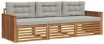 vidaXL Outdoor-Sofagarnitur mit Kissen 3-Tlg Natur und Hellgrau 3372936