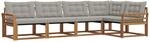 vidaXL Outdoor-Sofagarnitur mit Kissen 5-Tlg Natur und Hellgrau 3369458
