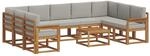 vidaXL Outdoor-Sofagarnitur mit Kissen 10-Tlg Natur und Hellgrau 3367009