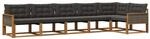 vidaXL Outdoor-Sofagarnitur mit Kissen 6 Stk Natur und Schwarz 3381452