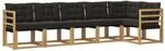 vidaXL Outdoor-Sofagarnitur mit Kissen 6-Tlg Wei&szlig; und Schwarz 3389514