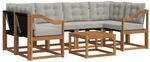 vidaXL Outdoor-Sofagarnitur mit Kissen 7-Tlg Natur und Hellgrau 3368458