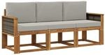 vidaXL Outdoor-Sofagarnitur mit Kissen 3 Stk Natur und Hellgrau 3384947