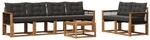vidaXL Outdoor-Sofagarnitur mit Kissen 7 Stk Natur und Schwarz 3381792