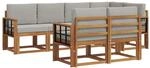 vidaXL Outdoor-Sofagarnitur mit Kissen 7-Tlg Natur und Hellgrau 3366544