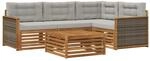 vidaXL Outdoor-Sofagarnitur mit Kissen 5 Stk Natur und Hellgrau 3383319