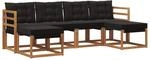vidaXL Outdoor-Sofagarnitur mit Kissen 6-Tlg Natur und Schwarz 3368919