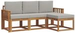 vidaXL Outdoor-Sofagarnitur mit Kissen 4 Stk Natur und Hellgrau 3366214