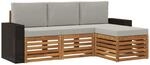 vidaXL Outdoor-Sofagarnitur mit Kissen 4 Stk Natur und Hellgrau 3384212