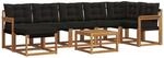 vidaXL Outdoor-Sofagarnitur mit Kissen 8-Tlg Natur und Schwarz 3368899