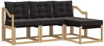 vidaXL Outdoor-Sofagarnitur mit Kissen 4-Tlg Wei&szlig; und Schwarz 3389366