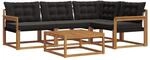 vidaXL Outdoor-Sofagarnitur mit Kissen 5-Tlg Natur und Schwarz 3369427