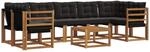 vidaXL Outdoor-Sofagarnitur mit Kissen 8-Tlg Natur und Schwarz 3368487