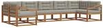 vidaXL Outdoor-Sofagarnitur mit Kissen 7-Tlg Natur und Hellgrau 3368119