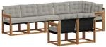 vidaXL Outdoor-Sofagarnitur mit Kissen 8-Tlg Natur und Hellgrau 3368778