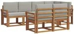 vidaXL Outdoor-Sofagarnitur mit Kissen 7-Tlg Natur und Hellgrau 3366534