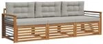vidaXL Outdoor-Sofagarnitur mit Kissen 3-Tlg Natur und Hellgrau 3372951