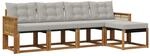 vidaXL Outdoor-Sofagarnitur mit Kissen 5 Stk Natur und Hellgrau 3381891