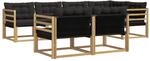 vidaXL Outdoor-Sofagarnitur mit Kissen 7 Stk Wei&szlig; und Schwarz 3388770