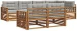 vidaXL Outdoor-Sofagarnitur mit Kissen 22-Tlg Natur und Hellgrau 3373611