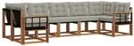 vidaXL Outdoor-Sofagarnitur mit Kissen 7-Tlg Natur und Hellgrau 3369030