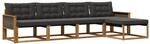 vidaXL Outdoor-Sofagarnitur mit Kissen 5 Stk Natur und Schwarz 3381356