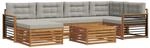 vidaXL Outdoor-Sofagarnitur mit Kissen 19-Tlg Natur und Hellgrau 3373791