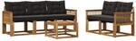 vidaXL Outdoor-Sofagarnitur mit Kissen 6 Stk Natur und Schwarz 3381780