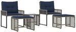 vidaXL Gartenm&ouml;bel-Set mit Kissen 5-Tlg Grau und Marineblau 42025172
