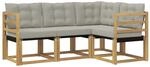 vidaXL Outdoor-Sofagarnitur mit Kissen 4-Tlg Wei&szlig; und Hellgrau 3389417