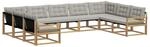 vidaXL Outdoor-Sofagarnitur mit Kissen 9-Tlg Wei&szlig; und Hellgrau 3389069