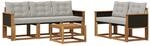 vidaXL Outdoor-Sofagarnitur mit Kissen 6 Stk Natur und Hellgrau 3381767