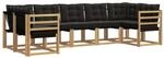 vidaXL Outdoor-Sofagarnitur mit Kissen 7-Tlg Wei&szlig; und Schwarz 3389826